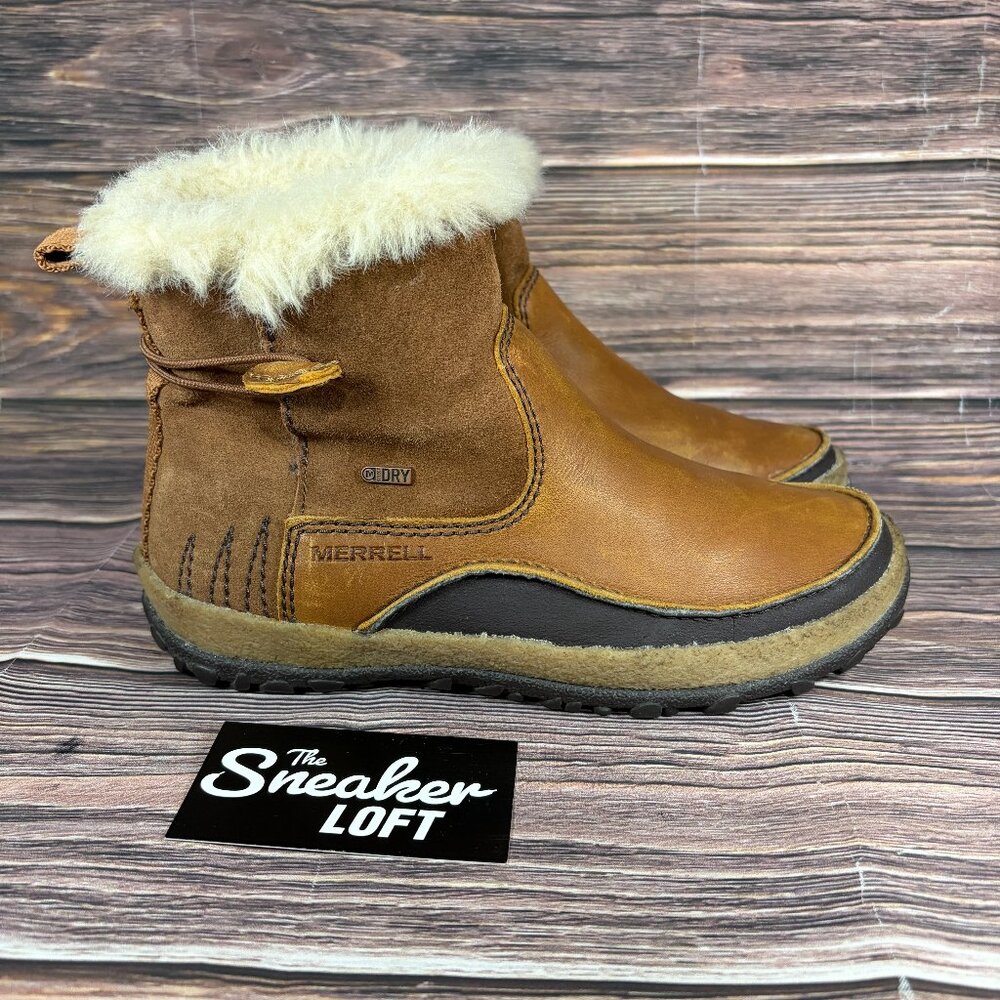 Merrell Women's Tremblant Pull On Polar Waterproof Brown Leather Boots Size 6.5